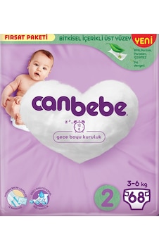 Canbebe Bebek Bezi Fırsat Paketi 2 Beden Mini 3-6 Kg 68 Adet