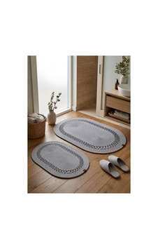Oval Örgü Desenli 2'li Gri Hasır Dekoratif Paspas Set 40x60 / 50x80 Gri Gri Oval Örgü Desenli 2'li Gri Hasır Dekoratif Paspas Set 40x60 / 50x80 Gri Gri
