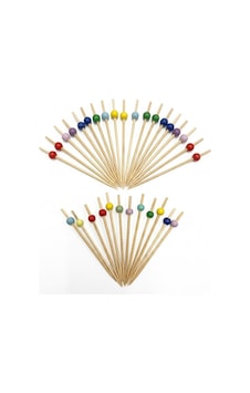 Renkli Top Başlıklı Bambu Kokteyl Ve Sunum Kürdanı 25 Li 0-99