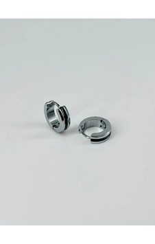 Rodyum Ve Siyah Çelik Erkek Küpe Çap 9 Mm Kalınlık 4 Mm - Ekp0008 Rodyum Ve Siyah Çelik Erkek Küpe Çap 9 Mm Kalınlık 4 Mm - Ekp0008