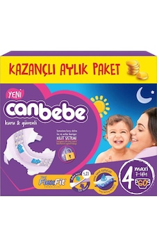 Canbebe Bebek Bezi Kilit Sistemli 4 Numara Maxi Kazançlı Aylık Paket 60 Adet