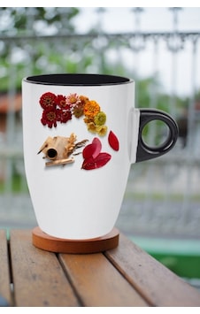 Romantik Sonbahar Baskılı Kupa Bardak Porselen Latte Filtre Kahve Fincanı Siyah Romantik Sonbahar Baskılı Kupa Bardak Porselen Latte Filtre Kahve Fincanı Siyah