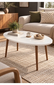 Sulorahome Torna Ayaklı Oval Orta Sehpa Beyaz Sulorahome Torna Ayaklı Oval Orta Sehpa Beyaz