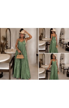 Alyn Wear Yeşil Pliseli Askılı Maxi Elbise Alyn Wear Yeşil Pliseli Askılı Maxi Elbise
