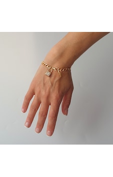 Gurmet Zincir Model Kilit Detaylı Gold  Bileklik