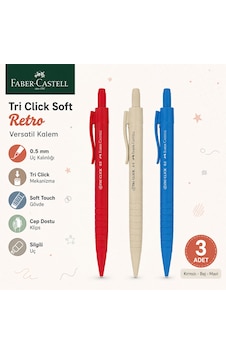 Faber-castell Tri Click Soft Retro 0,5 Versatil Kalem 3 Adet Set Çok Renkli Faber-castell Tri Click Soft Retro 0,5 Versatil Kalem 3 Adet Set Çok Renkli