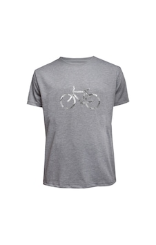 Baranışık Özel Tasarım Türk Bayrağı Baskılı Tshirt - %100 Pamuk Penye Süprem Sıfır Yaka Unisex Gri