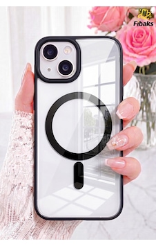 Fibaks iPhone 13/14/15 Uyumlu Kılıf Magsafe Wireless Şarj Özellikli Tam Koruma Renkli Sert Silikon Kapak Siyah Fibaks iPhone 13/14/15 Uyumlu Kılıf Magsafe Wireless Şarj Özellikli Tam Koruma Renkli Sert Silikon Kapak Siyah