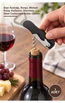 1 Adet Paslanmaz Çelik Tirbuşon Şişe Açacağı, Burgu, Manuel Kolay Kullanım, Stainless Steel Corkscrew Bottle Opener 1 Adet Paslanmaz Çelik Tirbuşon Şişe Açacağı, Burgu, Manuel Kolay Kullanım, Stainless Steel Corkscrew Bottle Opener
