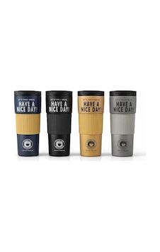 600 Ml Have A Nice Day" 600 Ml Çift Katmanlı Paslanmaz Çelik Termos Mug Çok Renkli