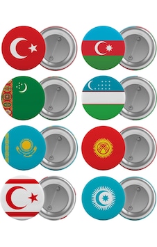 Bağımsız Türk Devletleri Çanta Rozeti Seti 8 Adet En Büyük Boy 5.