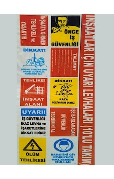 İnsaatlar İçin 10'lu Uyarı Levhaları Sac -25351