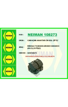 Bescher Cam Açma Anahtarı Ön Sol Çiftli Renault Kangoo-grand Kangoo Iı 08-23 10 Fişli Neıman 108273 8200108273 Bescher Cam Açma Anahtarı Ön Sol Çiftli Renault Kangoo-grand Kangoo Iı 08-23 10 Fişli Neıman 108273 8200108273