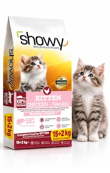 Showy Tavuklu Yavru Kedi Kuru Maması 15+2 Kg Showy Tavuklu Yavru Kedi Kuru Maması 15+2 Kg