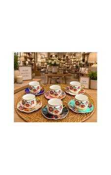 Esterhomedecor 6 Kişilik Porselen Kahve Fincan Takımı Altın Esterhomedecor 6 Kişilik Porselen Kahve Fincan Takımı Altın