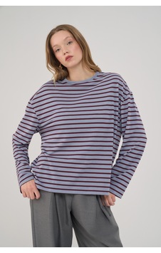 Mai Studios Mist Çizgili Basic Buz Mavi T-shirt Mai Studios Mist Çizgili Basic Buz Mavi T-shirt
