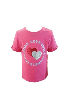 Kaliteiste Kız Çocuk Kısa Kollu Payetli T-Shirt 1,5 - 2 Yaş Pembe