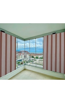 Ceylan Home Balkon Perdesi Bağcıklı Kahverengi İnce Çizgili 200 X 250 Ceylan Home Balkon Perdesi Bağcıklı Kahverengi İnce Çizgili 200 X 250