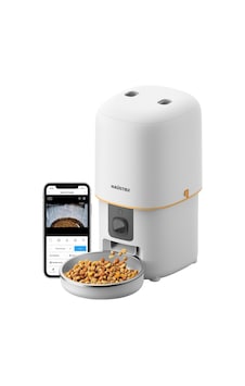 Haustier Pf05 Beyaz Kameralı 1080p Fhd Gece Görüş Akıllı Otomatik Kedi Mama Kabı, Tuya App-wifi Uzaktan Kontrol, Sesle Çağırma, 2.4ghz-5ghz, 4lt Hazne, Metal Kase