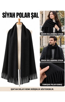 Bigohobi Unisex Polar Şal, Kadın Ve Erkek Kışlık Püsküllü Yumuşak Polar Kumaş Şal Siyah Bigohobi Unisex Polar Şal, Kadın Ve Erkek Kışlık Püsküllü Yumuşak Polar Kumaş Şal Siyah