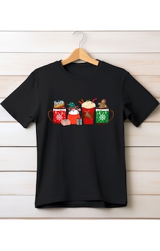 Aselinda Christmas Coffee Baskılı T-shirt Siyah Aselinda Christmas Coffee Baskılı T-shirt Siyah