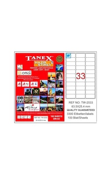 Tanex Tw-2033 63.5X25.4 MM Laser Etiket 100 Ad.