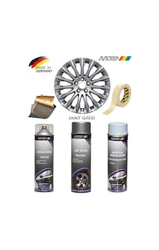 Motip Gümüş Gri Jant Boyama Rötuş Seti Akrilik Sprey Boya + Vernik + Astar 500 Ml Diğer