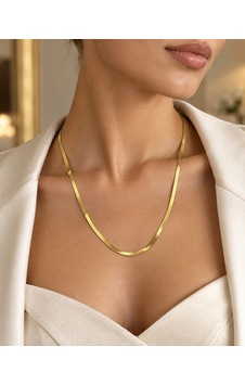 Liora Gold Flow Altın Renk Ezme Zincir Kuyumcu Model Kadın Kolye - 50 + 5 Cm Renkli Liora Gold Flow Altın Renk Ezme Zincir Kuyumcu Model Kadın Kolye - 50 + 5 Cm Renkli