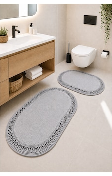 El Yapımı Bohem Banyo Paspası 2'li Pelüş Kaymaz Jel Taban 40x60 Cm Ve 60x100 Cm Gri El Yapımı Bohem Banyo Paspası 2'li Pelüş Kaymaz Jel Taban 40x60 Cm Ve 60x100 Cm Gri