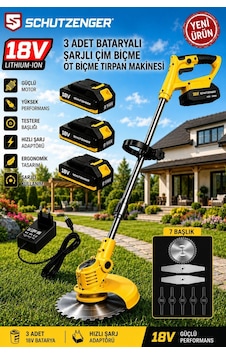 Schutzenger 88VR 3 Adet Akülü Şarjlı Tırpan Ot Çim Biçme Makinesi 18v Başlık Hediyeli Germany Pro Seri Sarı Schutzenger 88VR 3 Adet Akülü Şarjlı Tırpan Ot Çim Biçme Makinesi 18v Başlık Hediyeli Germany Pro Seri Sarı