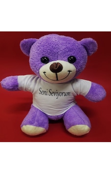 Seni Seviyorum Tişörtlü Mor Peluş Ayıcık Sevgiliye Hediye Oyuncak Seni Seviyorum Tişörtlü Mor Peluş Ayıcık Sevgiliye Hediye Oyuncak