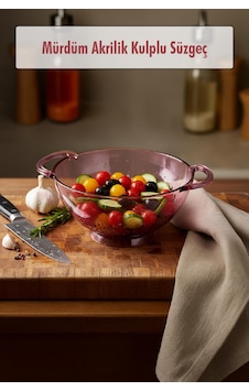 23,5 X 30 Cm Mürdüm Akrilik Kulplu Süzgeç Salata Ve Makarna Süzme Kabı Karışık 23,5 X 30 Cm Mürdüm Akrilik Kulplu Süzgeç Salata Ve Makarna Süzme Kabı Karışık