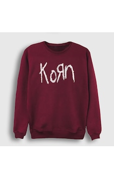Presmono Unisex Logo Korn Sweatshirt Bordo Presmono Unisex Logo Korn Sweatshirt Bordo