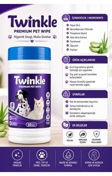Twinkle Kedi & Köpek İçin Hijyenik Premium Islak Mendil 50'li 10'li Paket Twinkle Kedi & Köpek İçin Hijyenik Premium Islak Mendil 50'li 10'li Paket