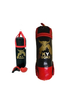 Yk Store Büyük Boy Çocuk Boks Kum Torbası Ve Eldiveni Seti 60 CM Çok Renkli