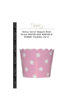 Delux Serisi Doğum Özel İkram Mafin Kek Kapsülü Pembe Yıldızlı 25 Li Delux Serisi Doğum Özel İkram Mafin Kek Kapsülü Pembe Yıldızlı 25 Li