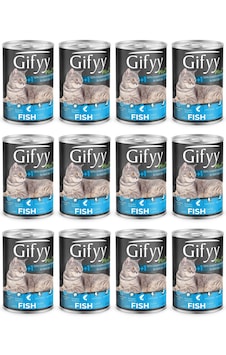 Giffy 400 Gr Parça Balıklı Kedi Yaş Mama 12 Adet Giffy 400 Gr Parça Balıklı Kedi Yaş Mama 12 Adet