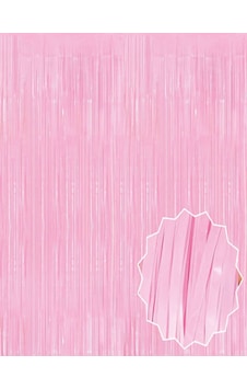Soft Pembe Püsküllü Kapı Perdesi - Parti, Baby Shower, Cinsiyet Partisi 1x2 M .