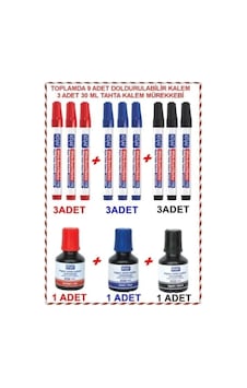 Kraf Tahta Kalemi770 3 Siyah + 3 Mavi+ 3 Kırmızı + Mürekkep Set Kraf Tahta Kalemi770 3 Siyah + 3 Mavi+ 3 Kırmızı + Mürekkep Set