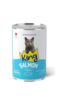 King King Sos İçerisinde Et Parçacıklı Somonlu Kedi Konservesi 400 Gr