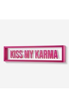 Pembe Cam Mdf Kiss My Karma Çerçeve 51x12x4 Cm Pembe Cam Mdf Kiss My Karma Çerçeve 51x12x4 Cm