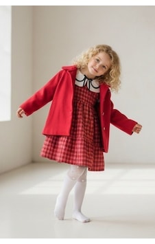 Mnk Baby & Kids Kaşe Ceketli Kız Çocuk Ekose Kumaş Nakış Yaka Elbise M00796 Kırmızı Mnk Baby & Kids Kaşe Ceketli Kız Çocuk Ekose Kumaş Nakış Yaka Elbise M00796 Kırmızı