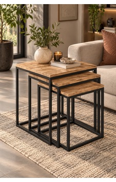 Sulorahome 3'lü Kare Zigon Sehpa Seti Kahverengi Atlantik Çam Desenli Sulorahome 3'lü Kare Zigon Sehpa Seti Kahverengi Atlantik Çam Desenli