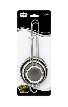 3'lü Mini Tel Süzgeç Seti 5-7-8 Cm Metal Çerçeve Sarı 3'lü Mini Tel Süzgeç Seti 5-7-8 Cm Metal Çerçeve Sarı