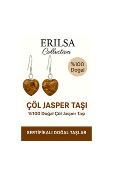 Sertifikalı Kalp Model Çöl Jasper Taşı Küpe Güç, Denge Ve Korum Çok Renkli