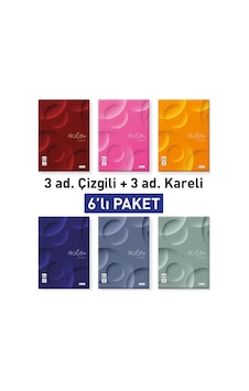 Etika A4 Dikişli Okul Defteri 6'lı Paket 3 Çizgili & 3 Kareli Etika A4 Dikişli Okul Defteri 6'lı Paket 3 Çizgili & 3 Kareli