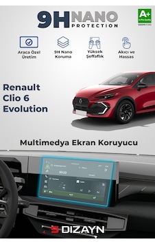 S-dizayn Renault Clio 6 Evolution 9h Multimedya Ekran Koruyucu Parlak 2026 Üzeri A+ Kalite