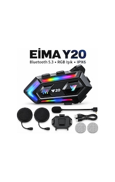 Eima Y20 Bluetooth 5.3 Motosiklet Kask Kulaklığı Rgb Işıklı, Hd Mikrofonlu, Ipx6 Suya Dayanıklı Eima Y20 Bluetooth 5.3 Motosiklet Kask Kulaklığı Rgb Işıklı, Hd Mikrofonlu, Ipx6 Suya Dayanıklı