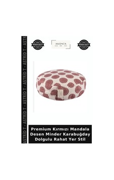 Premium Kırmızı Mandala Desen Minder Karabuğday Dolgulu Rahat Yer Stil