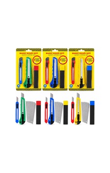 Maket Bıçak Seti Plastik Gövdeli Yedekli Hırdavat Kesici Bıçak 3 Parça Bx-316901 Maket Bıçak Seti Plastik Gövdeli Yedekli Hırdavat Kesici Bıçak 3 Parça Bx-316901